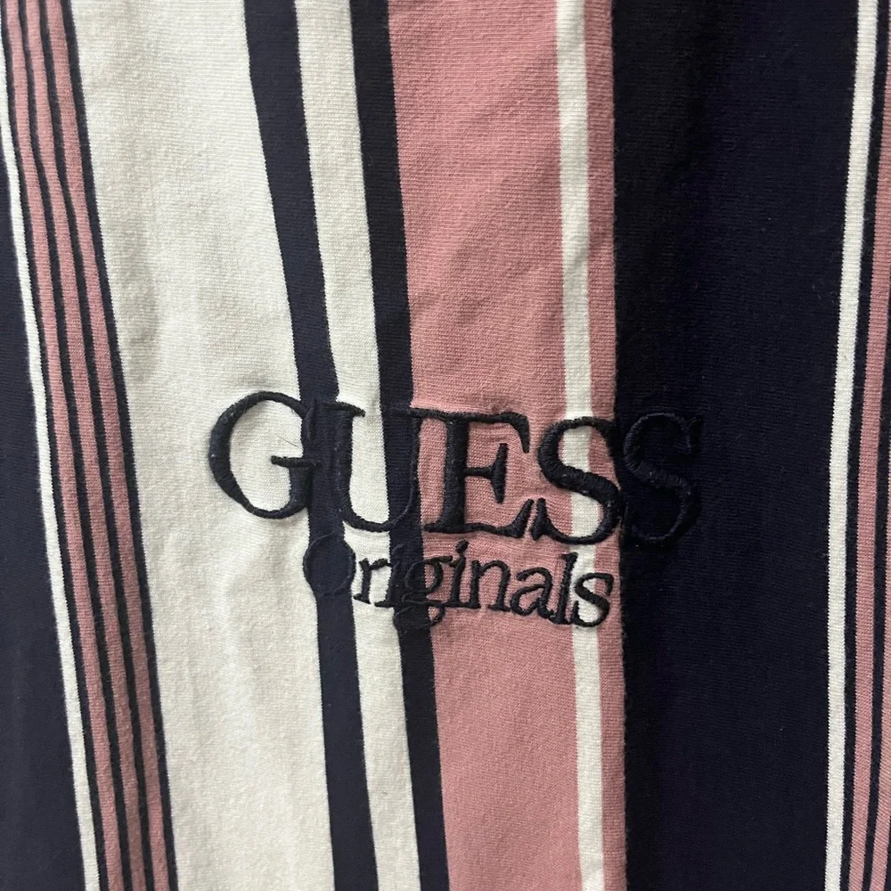 Guess Striped Crewneck Tee — Pink, Blue, White - Picture 4 of 6